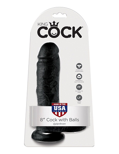 Чёрный фаллоимитатор Pipedream 8 Cock with Balls PD5507-23 (21,3 см)