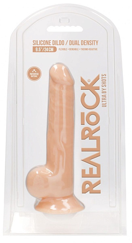Телесный фаллоимитатор Shots Media BV Silicone Dildo With Balls REA078FLE (24 см)