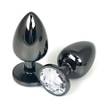 Чёрная металлическая анальная пробка с прозрачным стразом Vandersex 400-VWL (9 см)