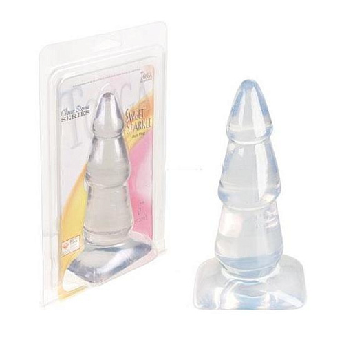 Прозрачная анальная пробка Tonga JELLY JOY SWEET SPARKLE 310073 (15,2 см)