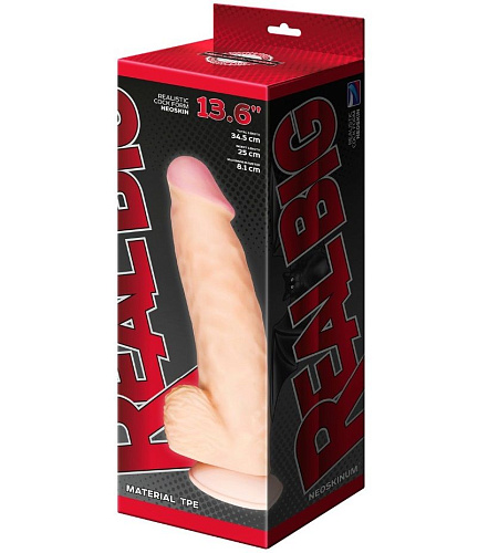 Телесный фаллоимитатор-супергигант с мошонкой на присоске LOVETOY (А-Полимер) 950303