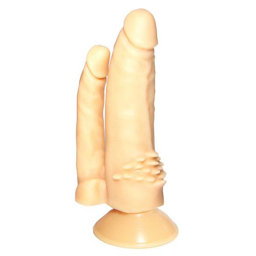 Двойной фаллоимитатор-реалистик телесного цвета с присоской Сумерки богов №11 201-11 BX DD (15,5 см)