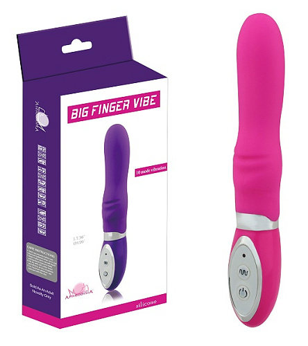 Розовый вибратор с ребристым выступом Howells Big Finger Vibe 87004-pink (18 см)