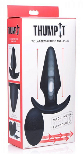 Чёрная анальная вибропробка XR Brands Kinetic Thumping 7X Large Anal Plug AF913 (13,3 см)