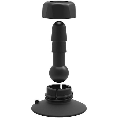 Чёрный плаг с присоской для фиксации насадок Doc Johnson Deluxe 360° Swivel Suction Cup Plug 1010-18-BX
