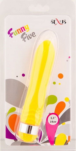 Жёлтый водонепроницаемый вибратор Sexus 931008-8 (14 см)