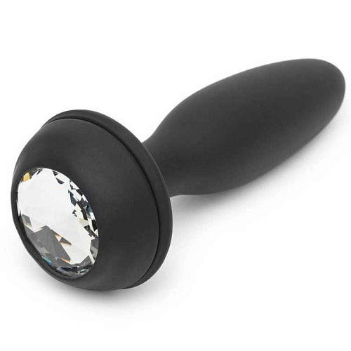 Чёрная анальная вибропробка Happy Rabbit Rechargeable Vibrating Bunny Tail Butt Plug Medium 80250 (12 см)