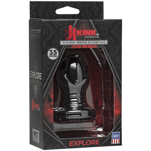 Чёрная анальная пробка с тоннелем Doc Johnson Kink Wet Works Explore Platinum Premium Silicone Plug 3.5 2401-07-BX (8,9 см)