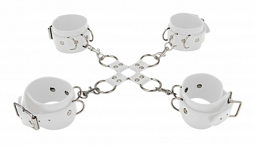 Белый комплект оков Hand And Legcuffs Shots Media BV OU050WHT
