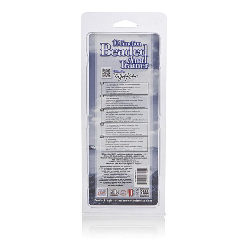 Анальный чёрный стимулятор с вибрацией California Exotic Novelties Dr. Joel Kaplan 10-Function Anal Trainer Beaded SE-5649-05-2 (15,25 см)