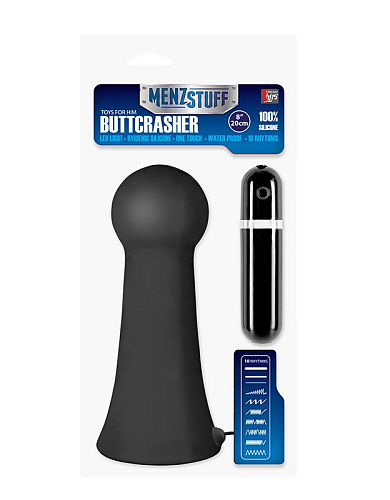 Большая чёрная вибропробка Dream Toys MENZSTUFF VIBRATING BUTTCRASHER BULBOUS 21020 (20 см)
