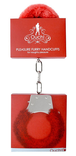Красные пушистые наручники Shots Media BV OUCH! Red OU004RED