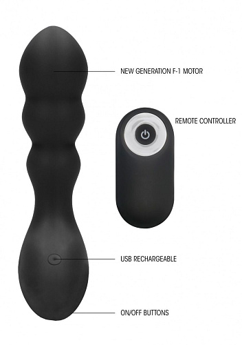 Чёрный массажёр простаты с пультом Shots Media BV N 78 Rechargeable Anal Stimulator SON078BLK (12 см)