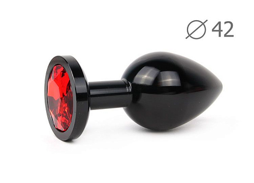 Коническая чёрная анальная втулка с красным кристаллом Anal Jewelry Plug BKL-16 (9,3 см)