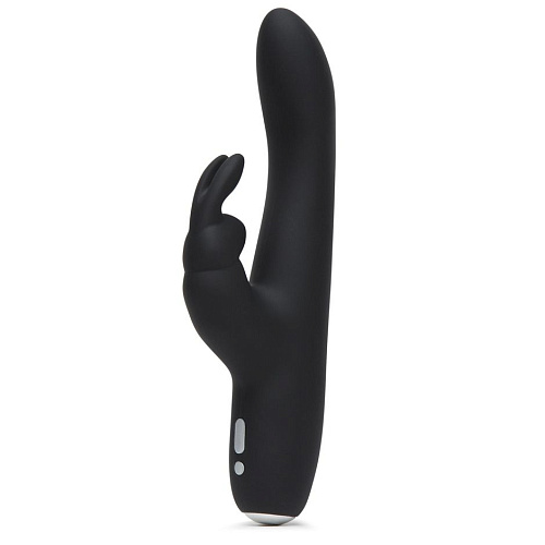 Чёрный вибратор с клиторальным отростком Fifty Shades of Grey Greedy Girl Slimline Rabbit Vibrator FS-74953 (22,8 см)
