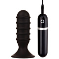 Чёрная анальная вибропробка с рёбрышками Dream Toys 20723 (10 см)