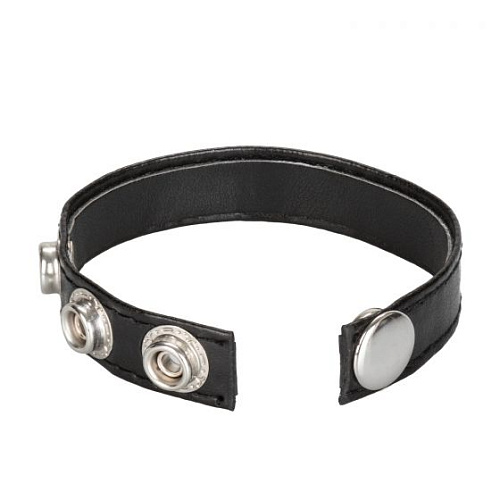 Чёрная кожаная утяжка для пениса California Exotic Novelties Leather 3-Snap Ring SE-1411-03-2