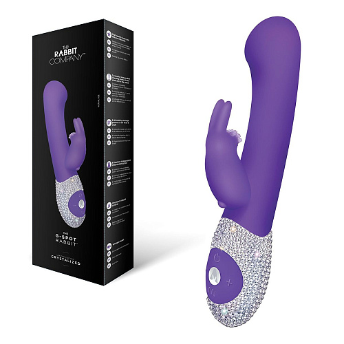 Фиолетовый вибромассажёр с украшенной стразами рукоятью The Rabbit Company The G-spot TRC-002PURBLING (22 см)