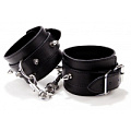 Чёрные кожаные наручи с шипами Shots Media BV Spiked Leather Handcuffs OU053BLK