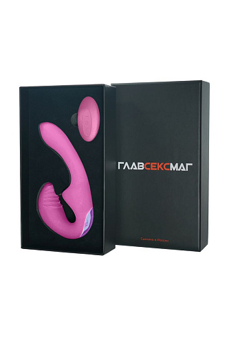 Нежно-розовый безремневой страпон с пультом ДУ Главсексмаг GSM101030 (17,5 см)