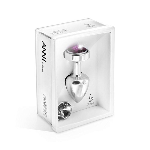 Большой серебристый анальный плаг с 2 сменными кристаллами DIOGOL Anni Magnet Silver T2 9020060051 (7,5 см)