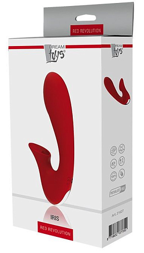 Красный вибромассажёр с клиторальной стимуляцией Dream Toys IRIS 21627 (20 см)