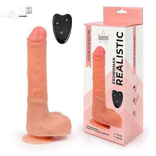 Телесный вибратор-реалистик с возвратно-поступательным механизмом Bior toys ER-30073