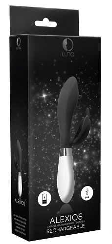 Чёрный вибратор-кролик Shots Media BV Alexios LUNA027BLK (21 см)
