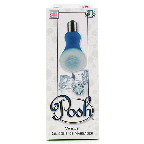 Голубой мини-вибратор со съёмной насадкой для заморозки California Exotic Novelties Posh Silicone Ice Massager Wave SE-2078-25-3