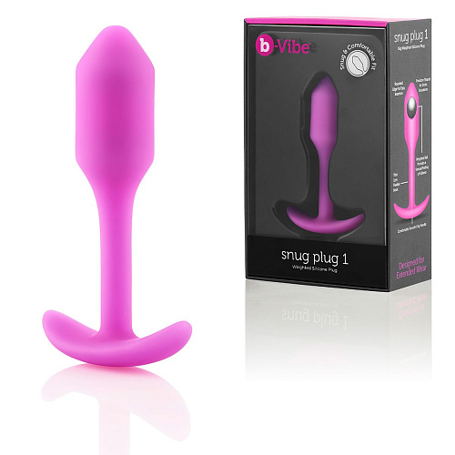 Розовая пробка для ношения b-Vibe Snug Plug 1 BV-007-FUC (9,4 см)