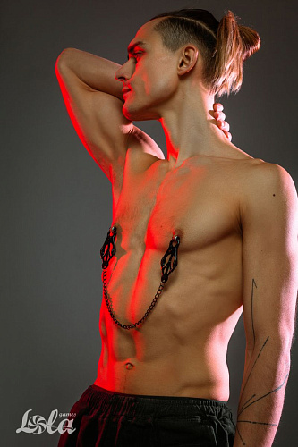 Чёрные зажимы на соски с цепочкой Lola toys Darkside 1136-01lola