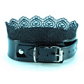 Изящный чёрный ошейник с кружевом БДСМ арсенал 810007
