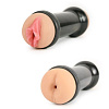 Двусторонний мастурбатор чёрно-телесного цвета Topco Sales Penthouse Double-Sided Stroker  Heather Starlet 1091342