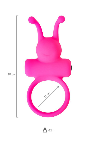 Розовое эрекционное виброкольцо с рожками Штучки-дрючки 690917