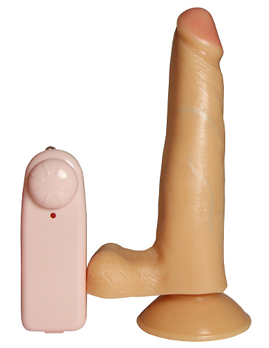 Вибратор-реалистик на присоске с подкрашенной головкой телесного цвета Сумерки богов 204-06 CD DD (17,5 см)