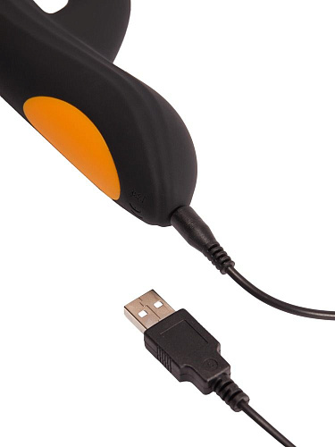 Интерактивный чёрно-жёлтый вибратор с клиторальным отростком Pornhub Virtual Rabbit 94849 (20 см)