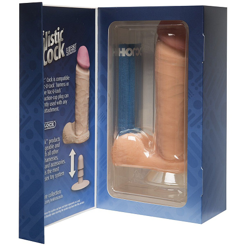 Ультрареалистичный фаллоимитатор телесного цвета Doc Johnson The Realistic Cock ULTRASKYN 8” 0276-02-BX (20,57 см)