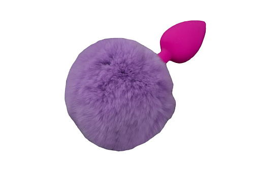 Маленькая розовая силиконовая пробка с пушистым фиолетовым хвостиком Пикантные штучки DPSSP022PUR