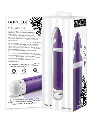 Гладкий керамический вибромассажёр с сердечками фиолетового цвета Pipedream Ceramix №11 PD4911-00 (20,3 см)