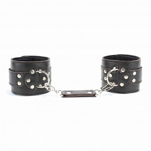 Коричневые оковы из мягкой кожи на металлической цепочке БДСМ арсенал 56006ars