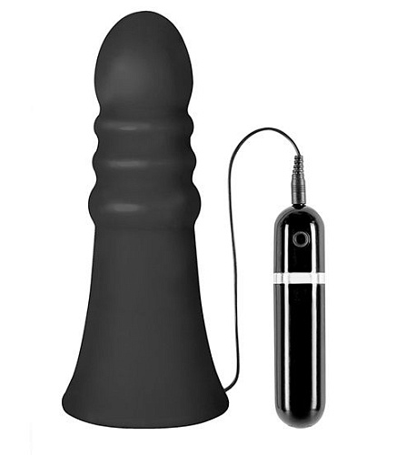 Большой чёрный анальный вибратор Dream Toys MENZSTUFF VIBRATING BUTTCRASHER RIBBED 21018 (20 см)
