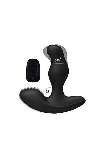 Стимулятор простаты с вращающейся головкой и с пультом ДУ чёрного цвета Levett Caesar 16019