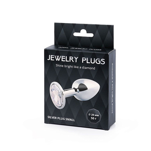 Серебристая анальная пробка с прозрачным стразом Anal Jewelry Plug SS-01 (7,2 см)