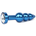 Удлинённая синяя анальная втулка с прозрачным кристаллом Anal Jewelry Plug QBLU-01 (11,3 см)