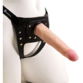 Страпон из киберкожи телесного цвета с поясом Харнесс LOVETOY (А-Полимер) 738203 (18,2 см)