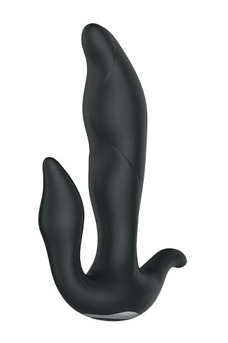 Чёрный вибратор Tonga N 35 RECHARGEABLE DUO VIBRATOR 530035 (17,5 см)