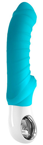 Бирюзовый вибратор с рёбрышками Fun Factory Tiger 1131074 (22,3 см)
