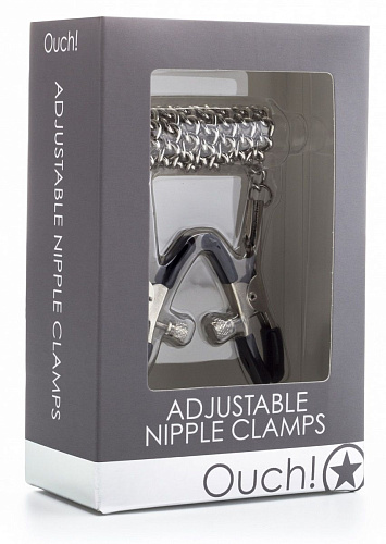 Зажимы на соски с серебристой цепочкой Shots Media BV Ouch! OU077MET