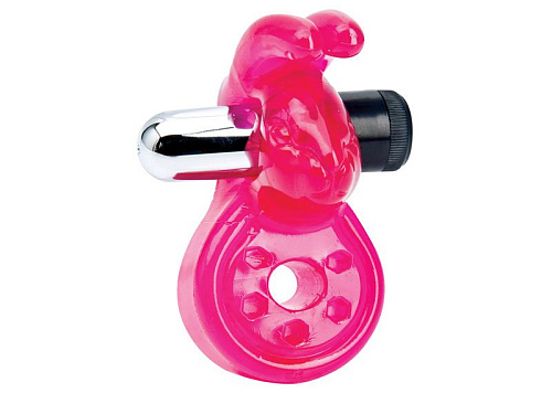 Розовое эрекционное кольцо с вибрацией и стимулятором клитора Topco Sales Sex Please! Wiggily Vibrating Cock Ring 2100029