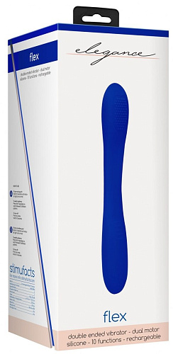 Синий двухсторонний вибратор Shots Media BV Flex ELE016BLU (21,5 см)